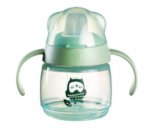 Неразливаща се чаша с мек накрайник Tommee Tippee SOFT SPOUT, BACSHIELD, зелен/бухал 150мл 4м+