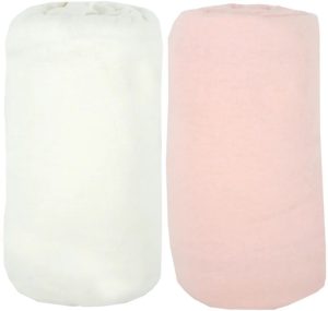 Бебешки чаршафи Babycalin - 2 броя, 60 х 120 cm, бял/розов