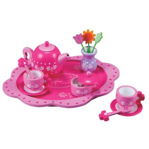 Дървен сервиз за чай Lelin toys Цветя