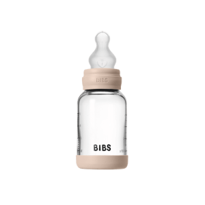 Стъклена бебешка бутилка със силиконов биберон Bibs, Blush 120 ml