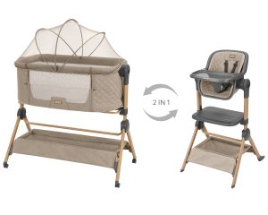 Мини кошара и Стол за хранене Kikka Boo Sleat Me 2 в 1, цвят Beige