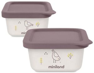 Контейнери за храна Miniland - Eco Friendly, 2 х 400 ml, Птичка