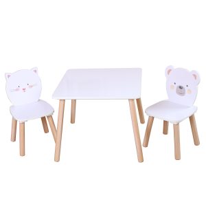 Комплект маса с два стола MDF мече и коте Chipolino