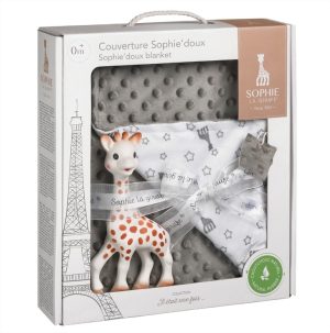 Sophie-la-giraffe Сет със Софи жирафчето и ултра-меко, двустранно одеяло