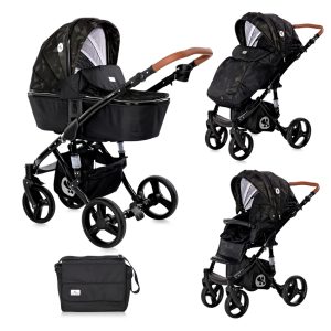 Lorelli Комбинирана количка RIMINI с кош за новородено FOREST Green&Black