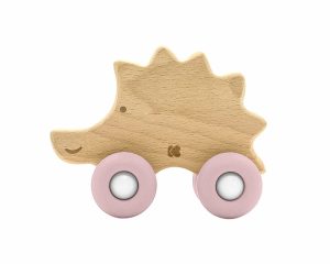 KIKKA BOO Играчка дървена с чесалка Hedgehog Pink