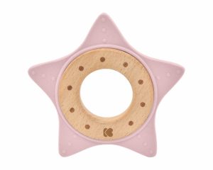 KIKKA BOO Чесалка дърво-силикон Star Pink