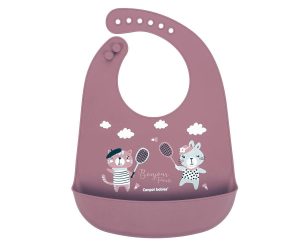 Силиконов лигавник с джоб Canpol babies, BONJOUR PARIS, 4м+, червен