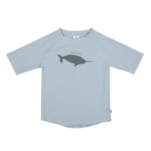 Блуза за деца с къс ръкав с UV 60+ Lassig LSF Whale light blue 74/80 см