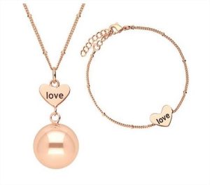 Комплект Медальон за бременни Bola и гривна - Rose Gold Love