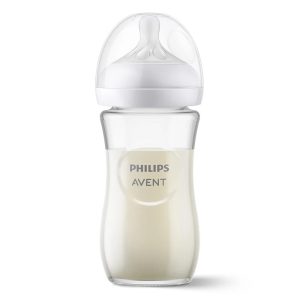 Стъклено шише Natural Response 3.0 Philips AVENT, 240 мл с биберон 1м+, flow 3