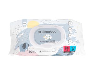 Бебешки мокри кърпи KIKKA BOO Лайка и Памук 80бр Капак