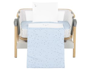 Бебешки спален комплект за мини-кошара 3ч KIKKA BOO Bear with me Blue