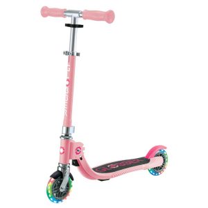 Детска сгъваема тротинетка с две светещи колела Globber Flow Foldable Junior Lights Розова