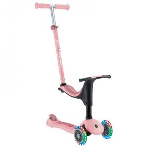 Тротинетка Globber 4 в 1 GO UP Sporty Lights Пастелно розова