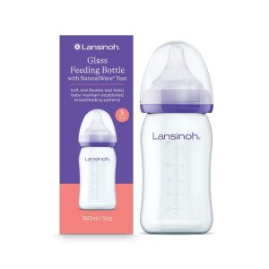 Стъклено бебешко шише за хранене Lansinoh™ NaturalWave 160 мл.