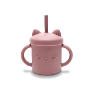 Силиконова чаша с дръжки и сламка Lorelli Deep Pink