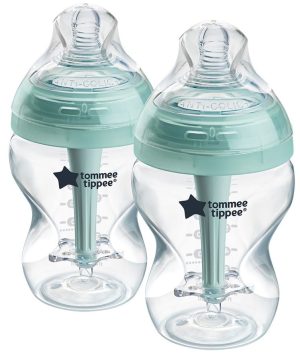 Комплект от самостерилизиращи се бебешки шишета за хранене Tommee Tippee Advanced Anti-Colic+ 260мл, 0м+, 2бр