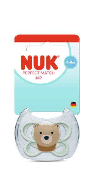 NUK Perfect Match биберон залъгалка, силикон 0-6мес. 1бр., AIR, Мече
