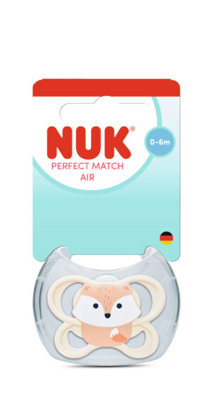 NUK Perfect Match биберон залъгалка, силикон 0-6мес. 1бр., AIR, Лисица