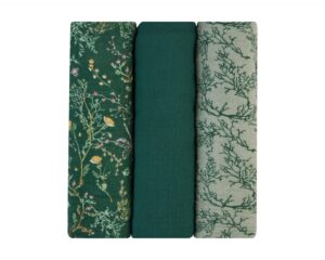 Комплект 3 бр муселинови пелени 100х100 см Secret Garden Green