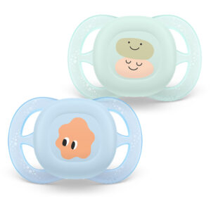 Залъгалки Philips Avent Ultra Start 0-2м пастелни декор усмивка и очички, момче