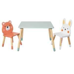 Детска Дървена Маса с 2 Столчета GINGER HOME – Мече и Зайче