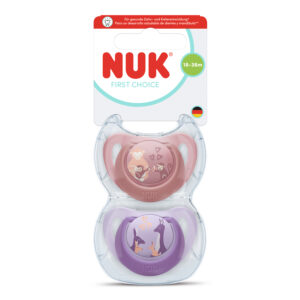 NUK First Choice биберон залъгалка, силикон, 18+ мес., 2 бр., Маймуна/Кенгуру
