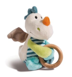 NICI Играчка Драконът Драгилу с дървен ринг, 15см. 3+ мес.