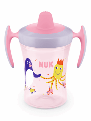 Неразливаща се чаша с мек накрайник NUK Evolution - Trainer Cup, 230 ml, розова