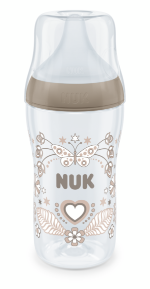 Шише Nuk Perfect Match - Temperature control, PP, 260 ml, размер М, сърце