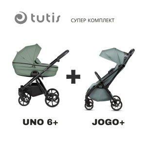 Tutis UNO 6+ бебешка количка 2в1 130 Dark Ivy + JOGO+ mint