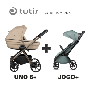 Tutis UNO 6+ бебешка количка 2в1 146 Nougat + JOGO+ mint