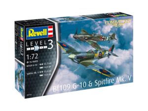 Комплект сглобяеми модели, Revell, Изтребители Messerschmitt Bf109G-10 - Spitfire Mk.V, 76 части