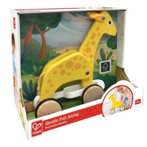 Дървена играчка за дърпане, Hape, Жираф, 24 x 11 x 20 см