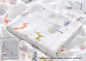Пелена муселин бамбук Gamberritos 120х120 см, Животни