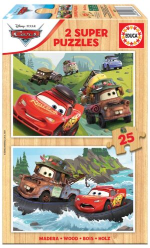Дървен пъзел, Educa, Cars, 2 х 25 части