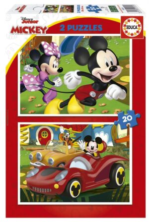 Пъзел 2 в 1, Educa, Mickey Mouse, Забавна къща, 2 x 20 части