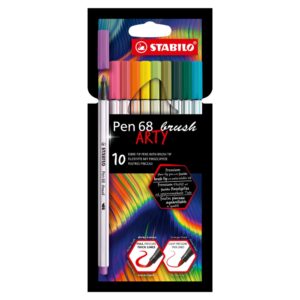 Комплект маркери, Stabilo, Pen 68 Brush Arty, 10 Цвята