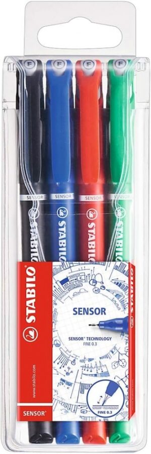 Комплект тънкописци, Stabilo, SENSOR F, 4 цвята