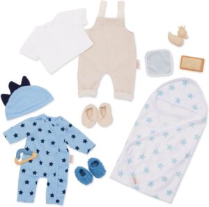Комплект аксесоари за кукла, Battat, Lulla Baby, Дрехи за момчета, 11 части, Син
