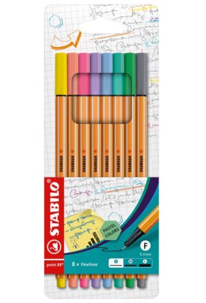 Комплект тънкописци, Stabilo, Point 88 Pastel, 8 цвята