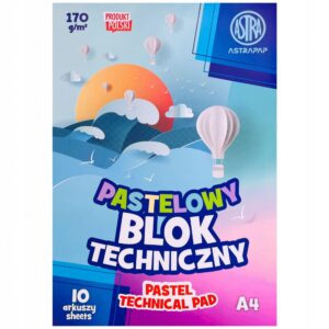 Технически блок, Astra, Пастелни цветове, A4, 10 листа
