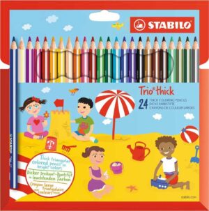 Комплект цветни моливи, Stabilo, TRIO thick ергономични, 24 цвята