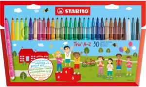 Комплект флумастери, Stabilo, Trio AZ, 30 цвята