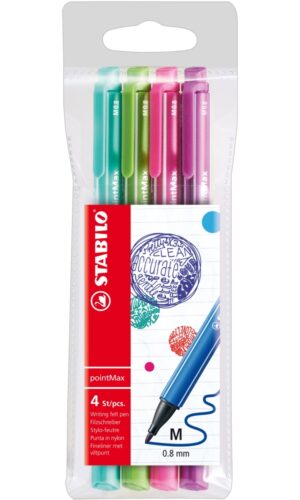 Комплект флумастери, Stabilo, pointMax, 4 цвята
