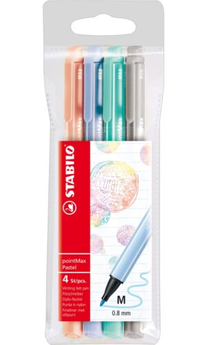 Комплект флумастери, Stabilo, pointMax Pastel, 4 цвята