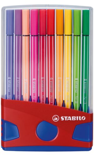 Комплект флумастери, Stabilo, Pen 68 Color Parade, тъмносиня кутия, 20 цвята
