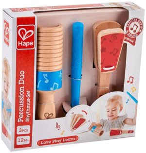 Детски музикален комплект, Hape, Перкусии дуо, 3 части