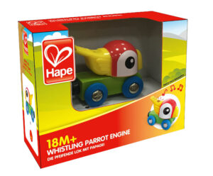 Дървена играчка, Hape, Локомотив свирукащ папагал